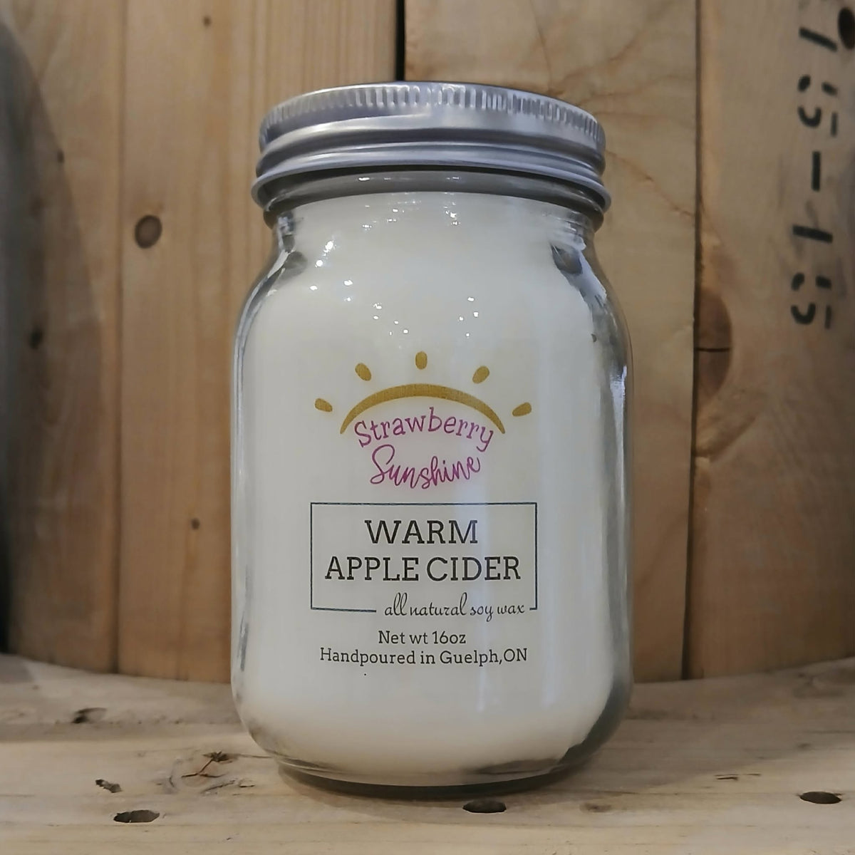 warm apple cider all natural soy wax candle guelph candle shop strawberry sunshine candles & beyond 16oz