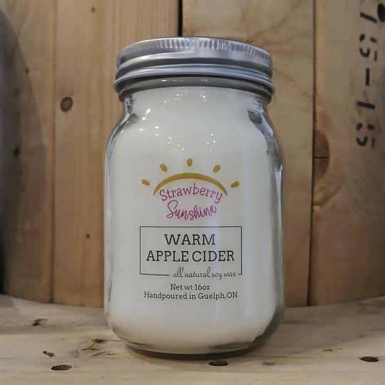 warm apple cider all natural soy wax candle guelph candle shop strawberry sunshine candles & beyond 16oz