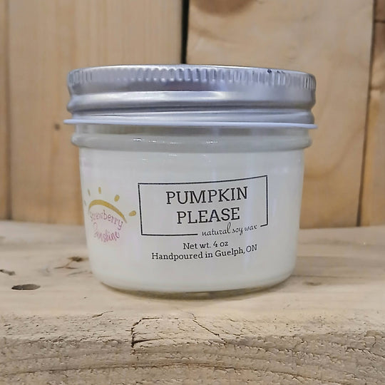 pumpkin please candles fall candles all natural soy wax candles guelph strawberry sunshine candles & beyond 4oz