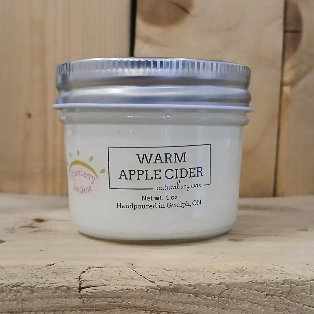 warm apple cider all natural soy wax candle guelph candle shop strawberry sunshine candles & beyond 4oz