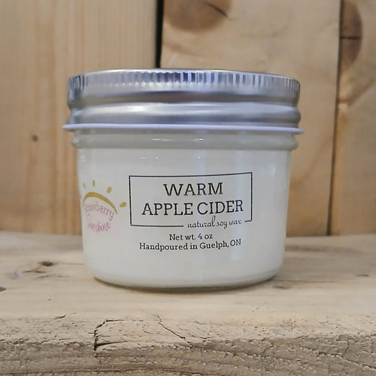 warm apple cider all natural soy wax candle guelph candle shop strawberry sunshine candles & beyond 4oz