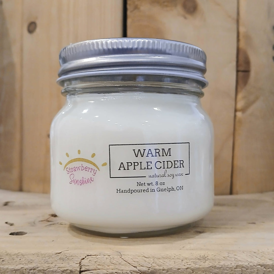 warm apple cider all natural soy wax candle guelph candle shop strawberry sunshine candles & beyond 8oz