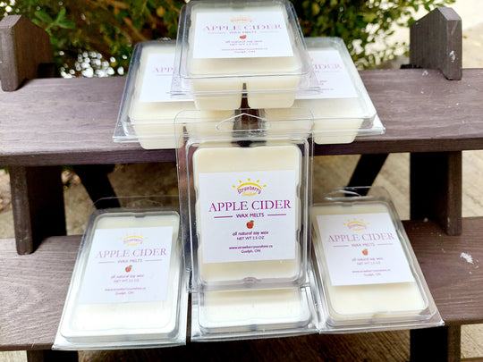 warm apple cider all natural soy wax candle guelph candle shop strawberry sunshine candles & beyond wax melts