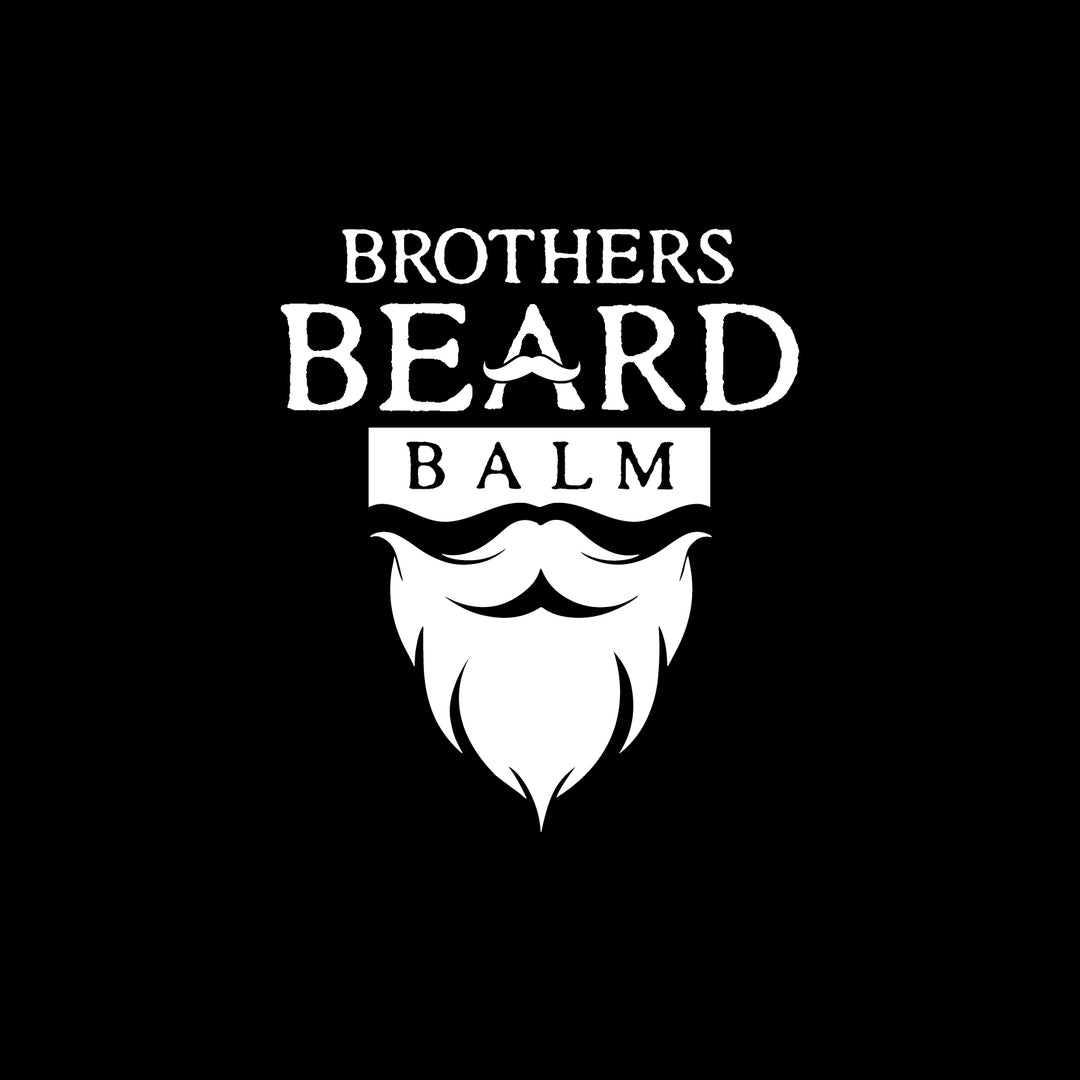Brothers Beard Balm logo with a stylized beard on a black background