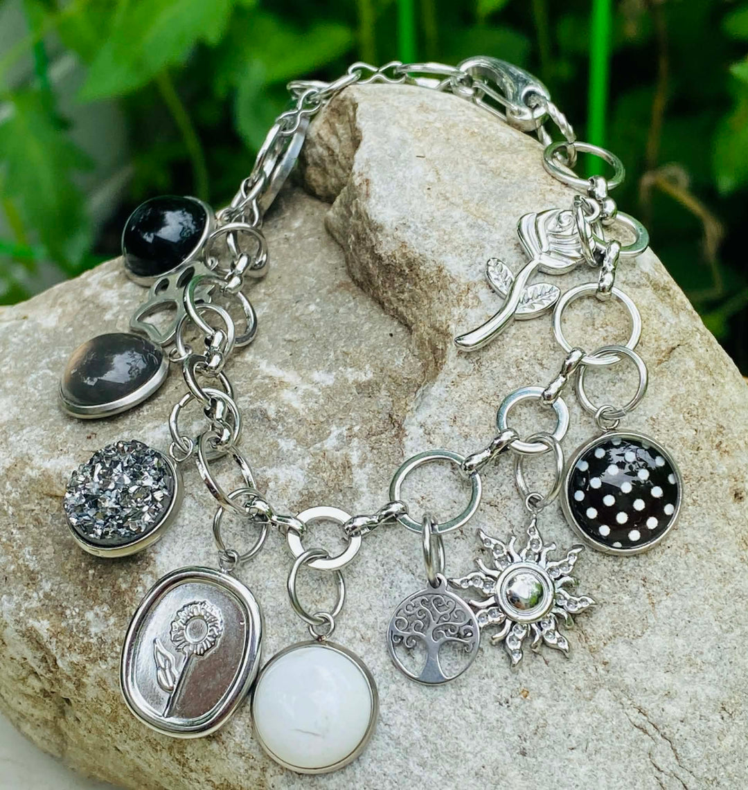 stainless steel charm bracelet