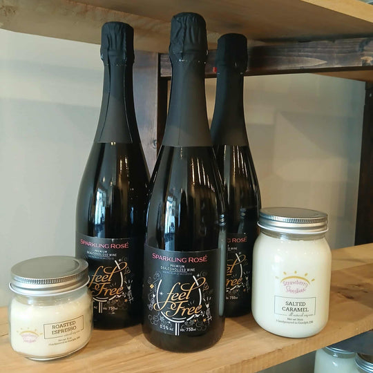 dealcoholized wine alcohol free wine nonalcoholic wine cox creek cox creek cellars winery candle store candle shop guelph candle shop candles near me sparkling rose alcohol free sparkling rose