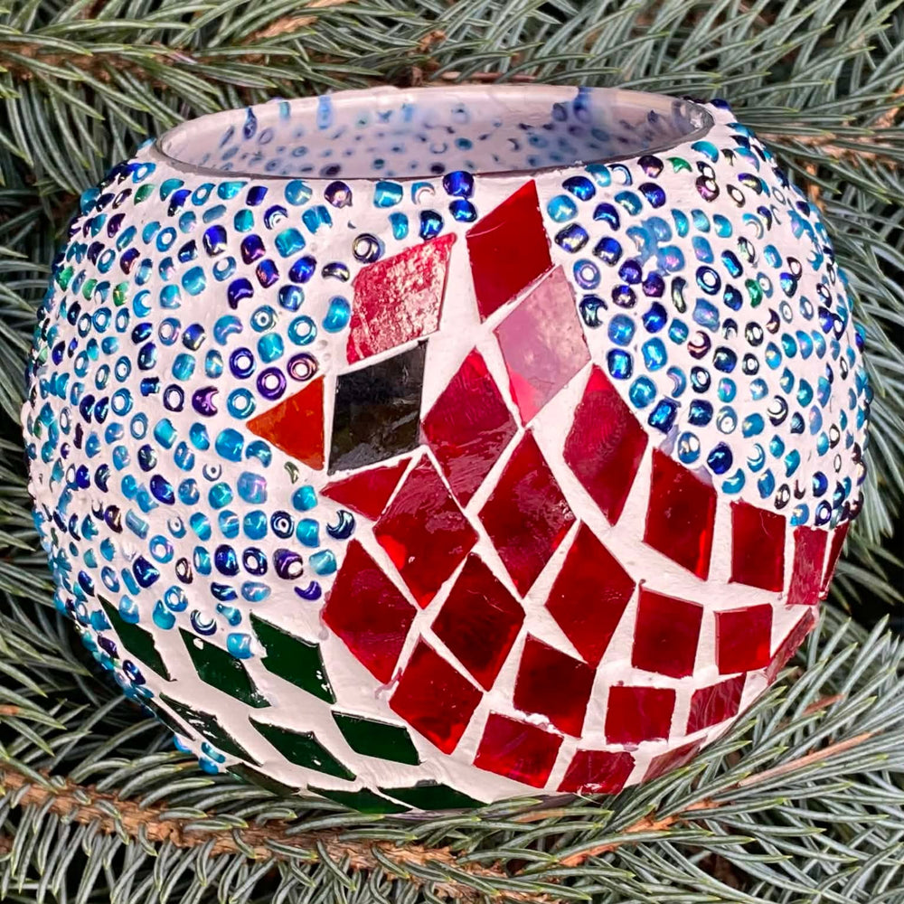 mosaic cardinal tealight holder workshop guelph strawberry sunshine