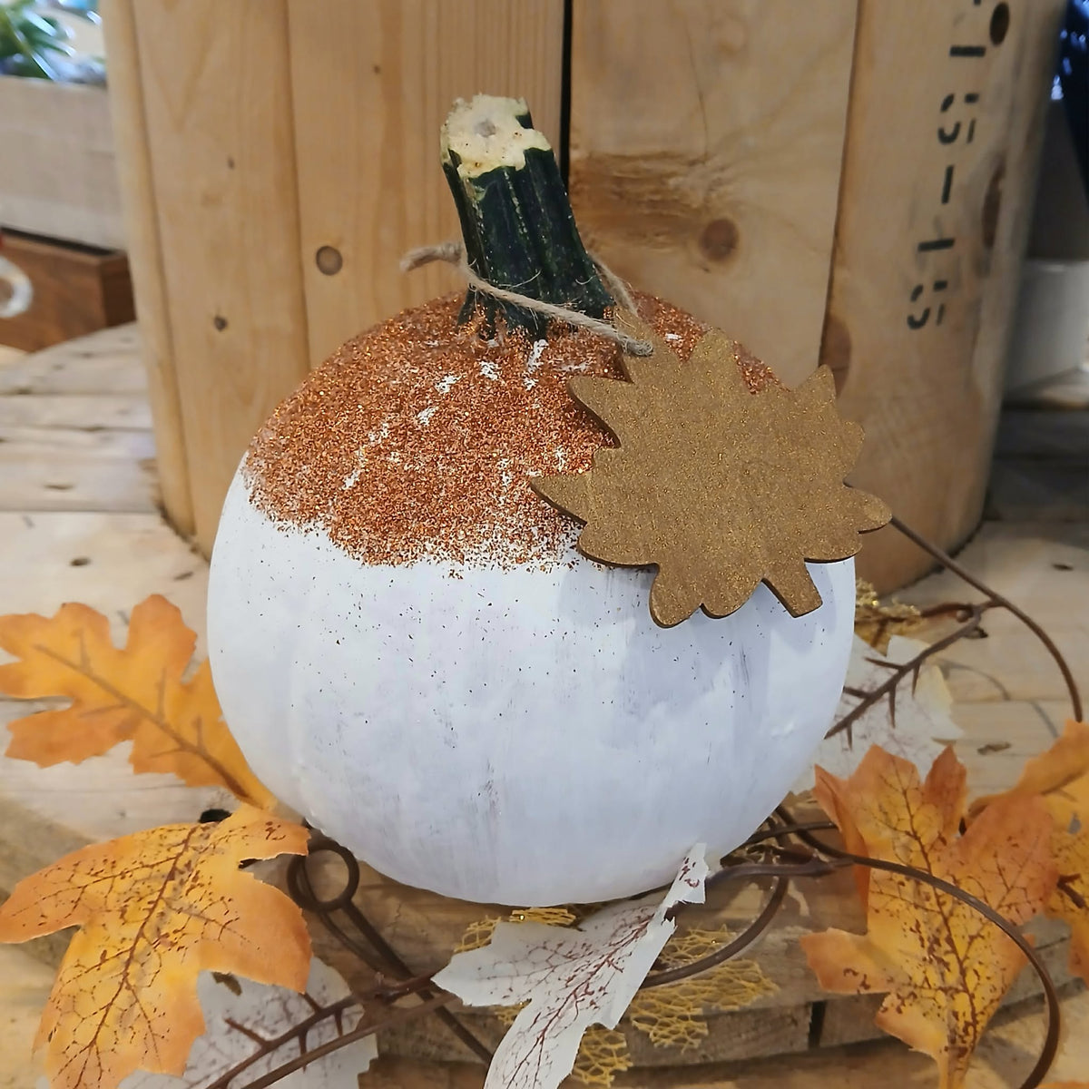 Decorated pumpkin at an all ages painting workshop in Guelph