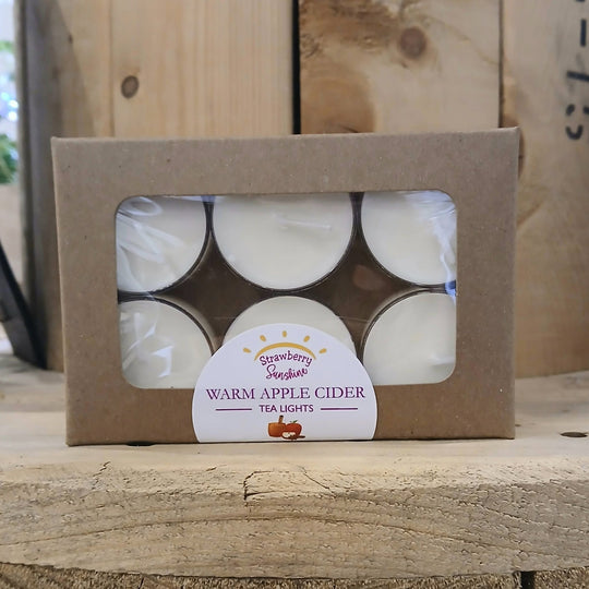 warm apple cider all natural soy wax candle guelph candle shop strawberry sunshine candles & beyond tea lights